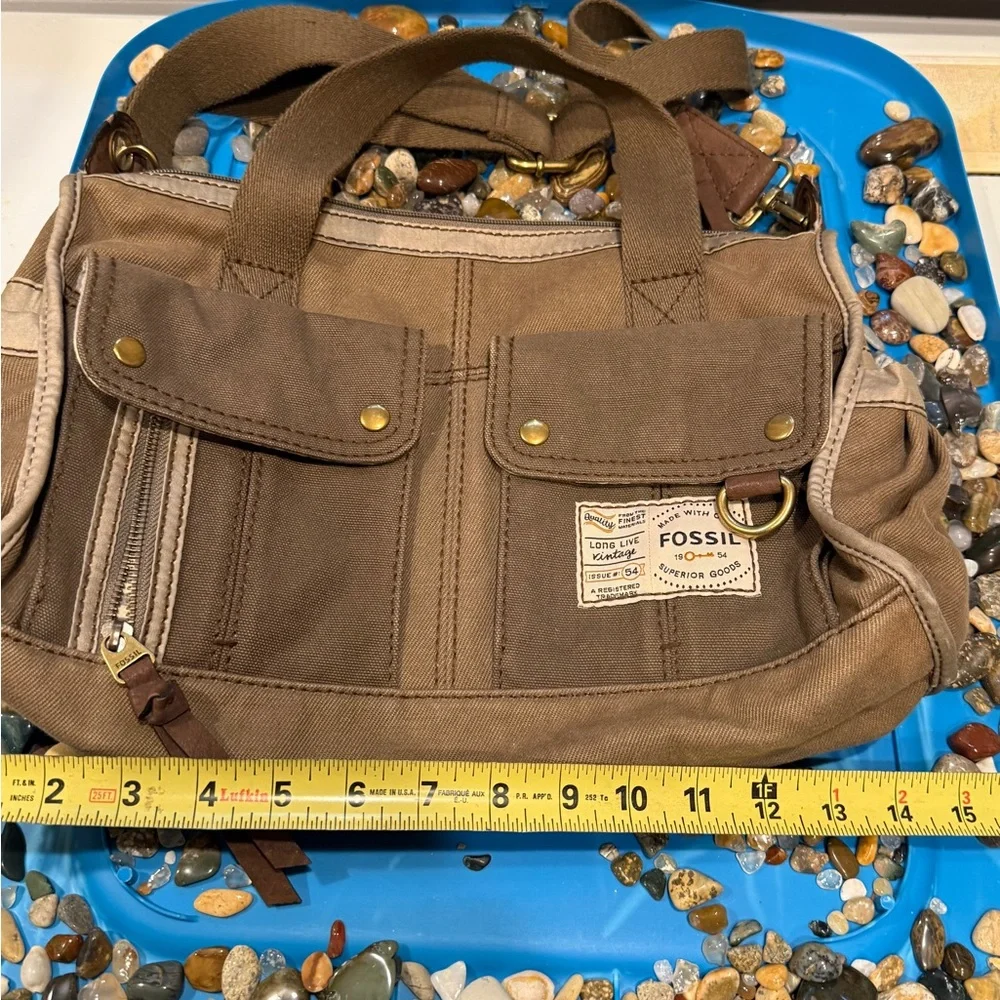 Fossil Vintage Tan and Brown Canvas Tote - Picture 6 of 9